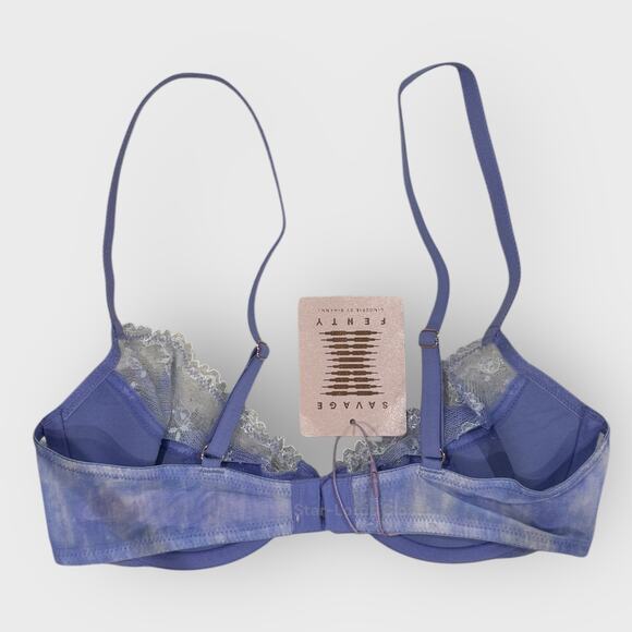 SavagexFenty Tie Dye Half Cup Lace Bra 32C Purple Romantic Festival Top Lingerie - Picture 4 of 8